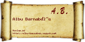 Albu Barnabás névjegykártya